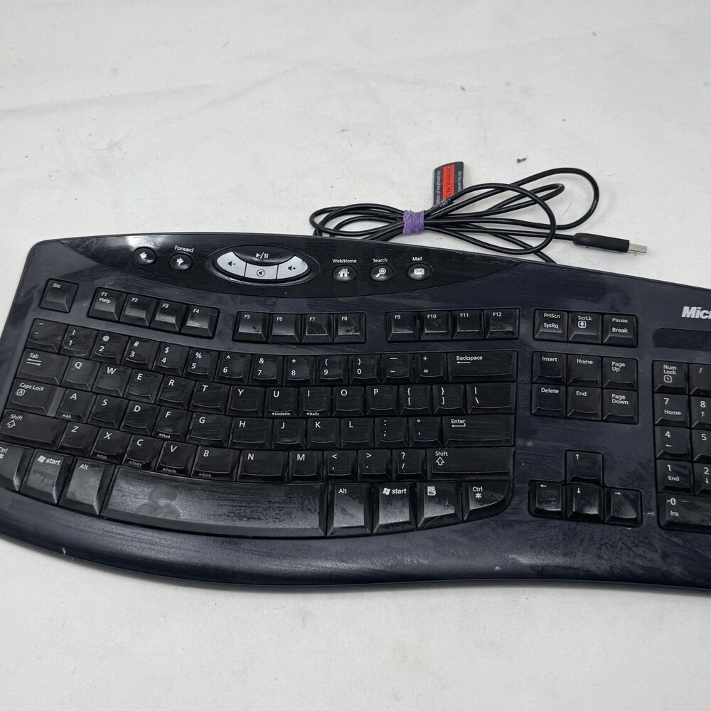 Microsoft Comfort Curve Keyboard 2000 v1.0 Ergonomic USB Wired Calculator Hotkey